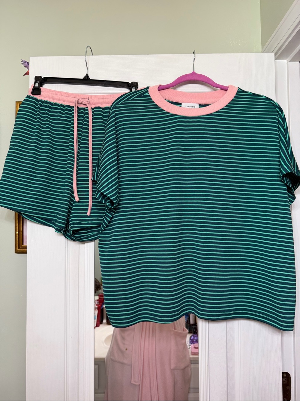 Anniewear Teal & Pink Striped Set